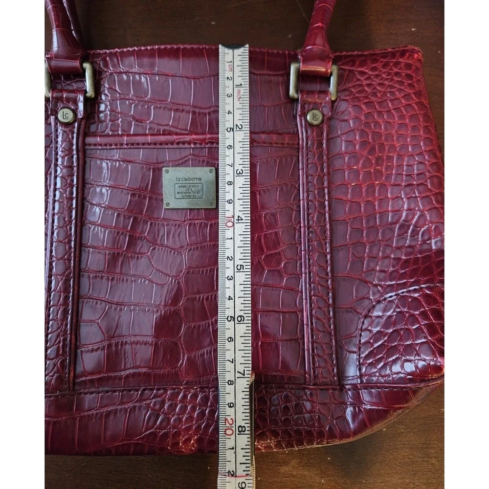 Liz Claiborne‎ Structured Work Tote Red Croc Embossed Shoulder Bag